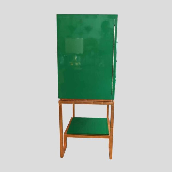 1980s Anna green lacquer Hollywood regency drink cabinet