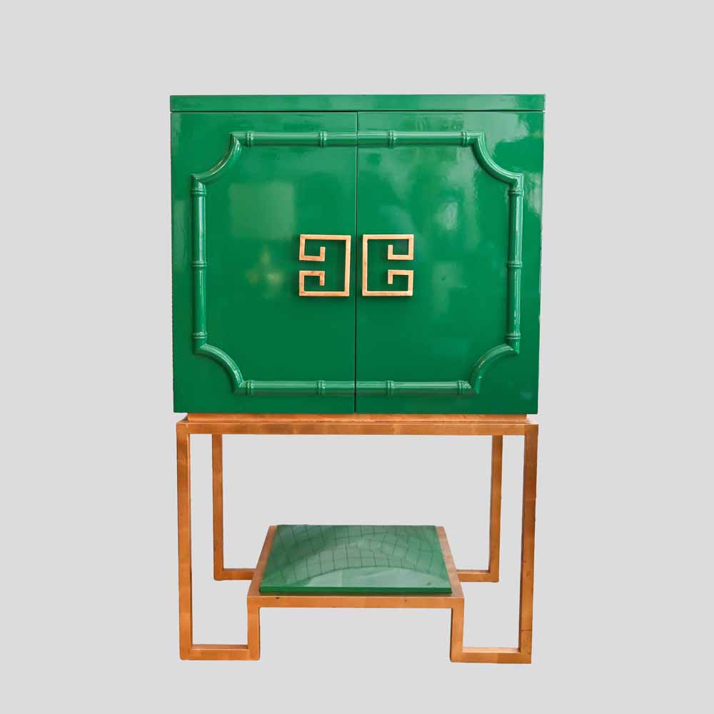 1980s Anna green lacquer Hollywood regency drink cabinet -FM2521 (15)