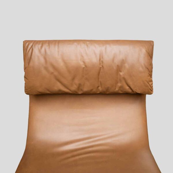 Brown leather Onda chair by Giovanni offredi for Saporiti