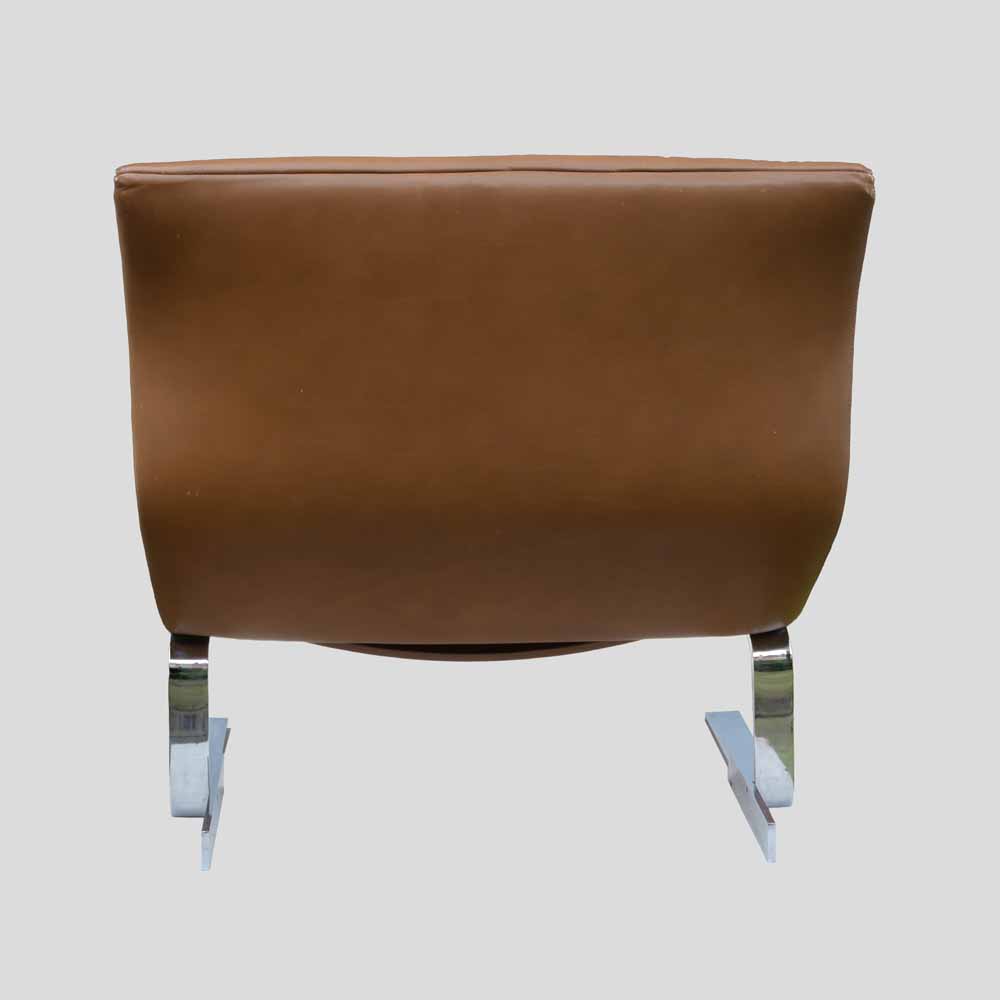 Brown leather Onda chair by Giovanni offredi for Saporiti-FM2520 (4)
