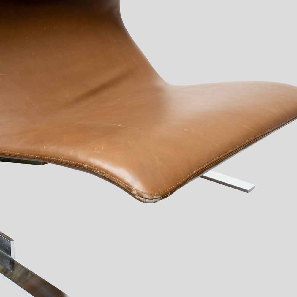 Brown leather Onda chair by Giovanni offredi for Saporiti-FM2520 (5)