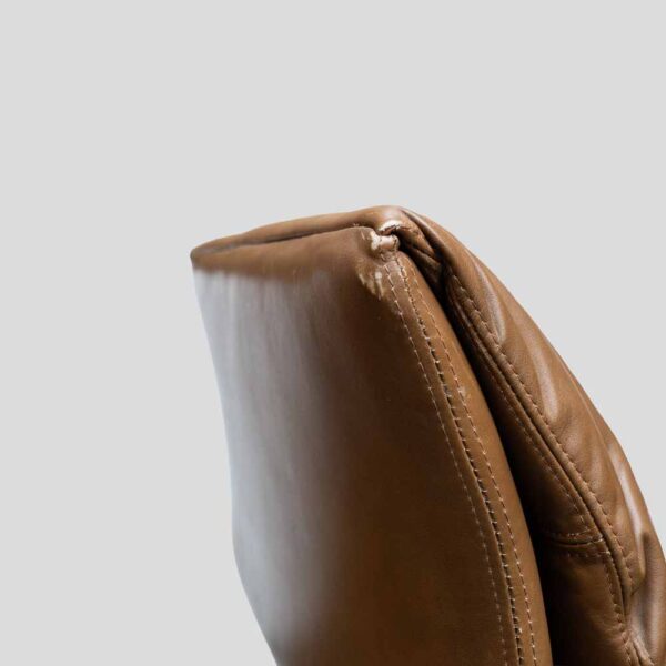 Brown leather Onda chair by Giovanni offredi for Saporiti