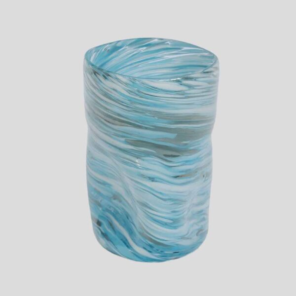 Murano Glass Gotto glass cup blue and white stripes