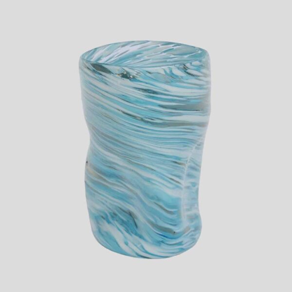 Murano Glass Gotto glass cup blue and white stripes