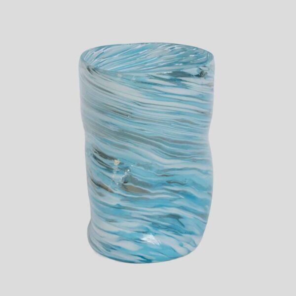Murano Glass Gotto glass cup blue and white stripes