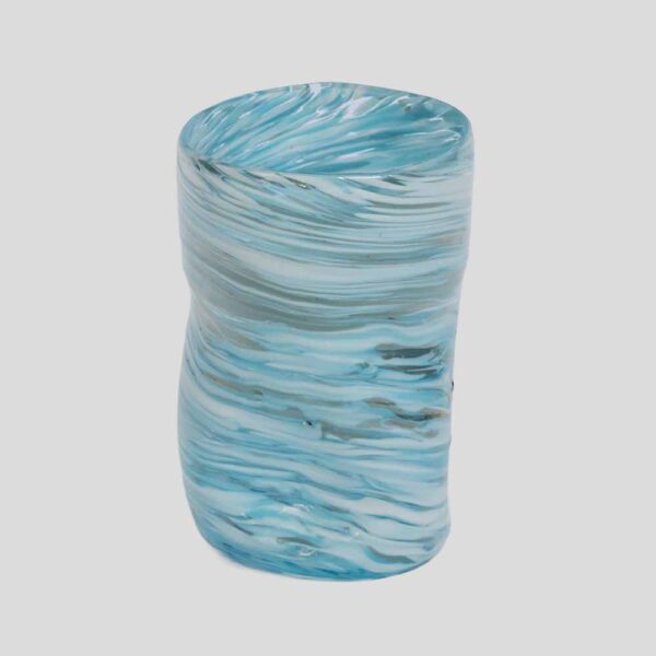 Murano Glass Gotto glass cup blue and white stripes