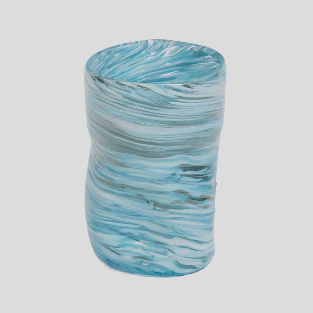 Murano Glass Gotto glass cup blue and white stripes-FM2539