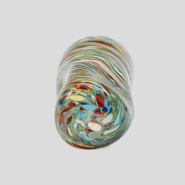 Murano Gotto glass cup green red blue and yellow stripes