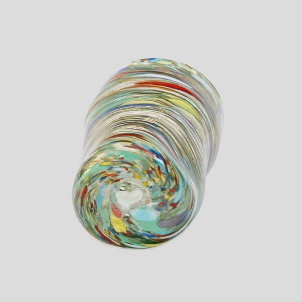 Murano Gotto glass cup green red yellow blue stripes