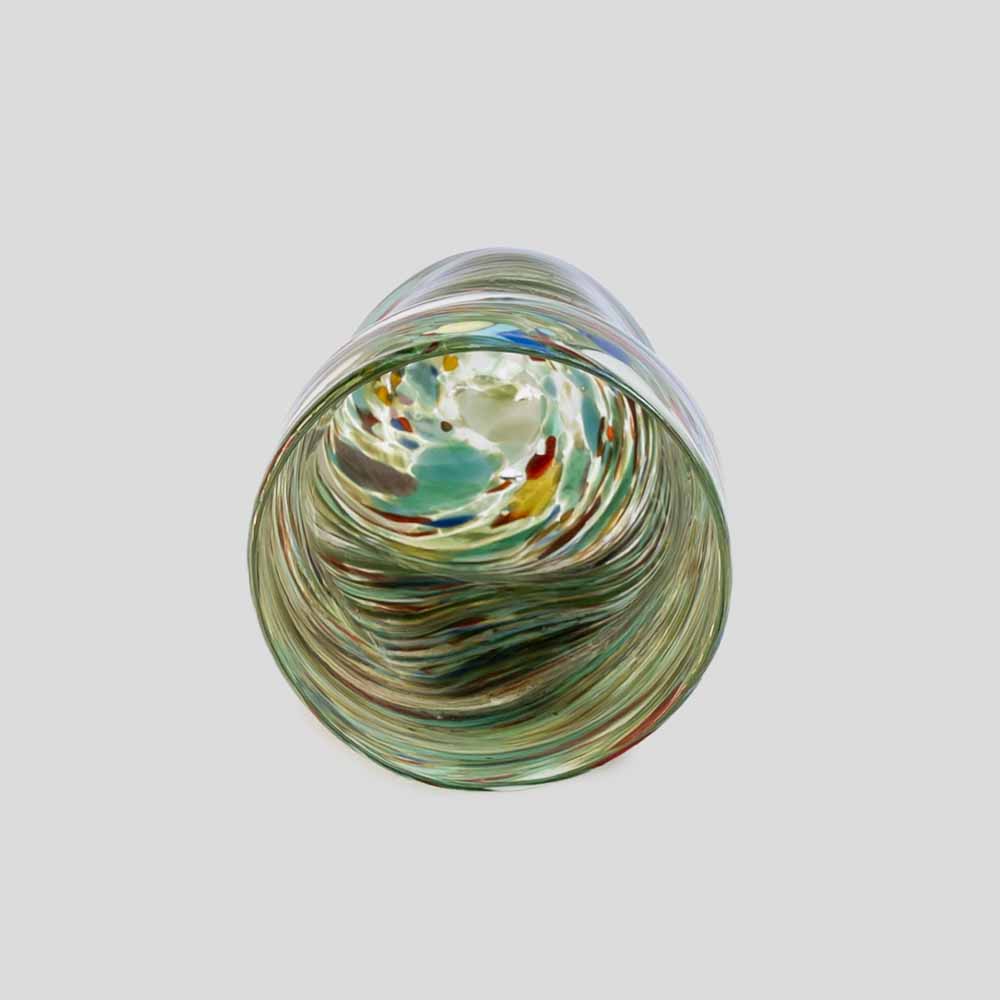 Murano Gotto glass cup green red yellow blue stripes-FM2539 (4)