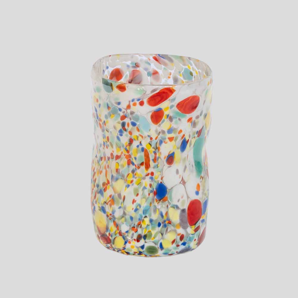 Murano Gotto glass cup spots of yellow blue white and red-FM2539 (4)