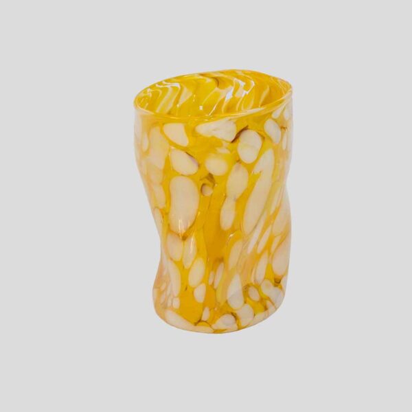 Murano Gotto glass cup yellow and white spots