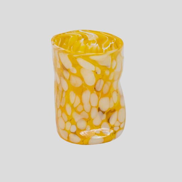 Murano Gotto glass cup yellow and white spots