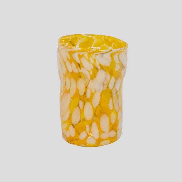 Murano Gotto glass cup yellow and white spots