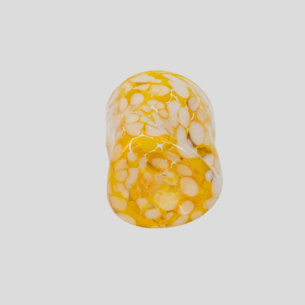 Murano Gotto glass cup yellow and white spots-FM2539 (4)
