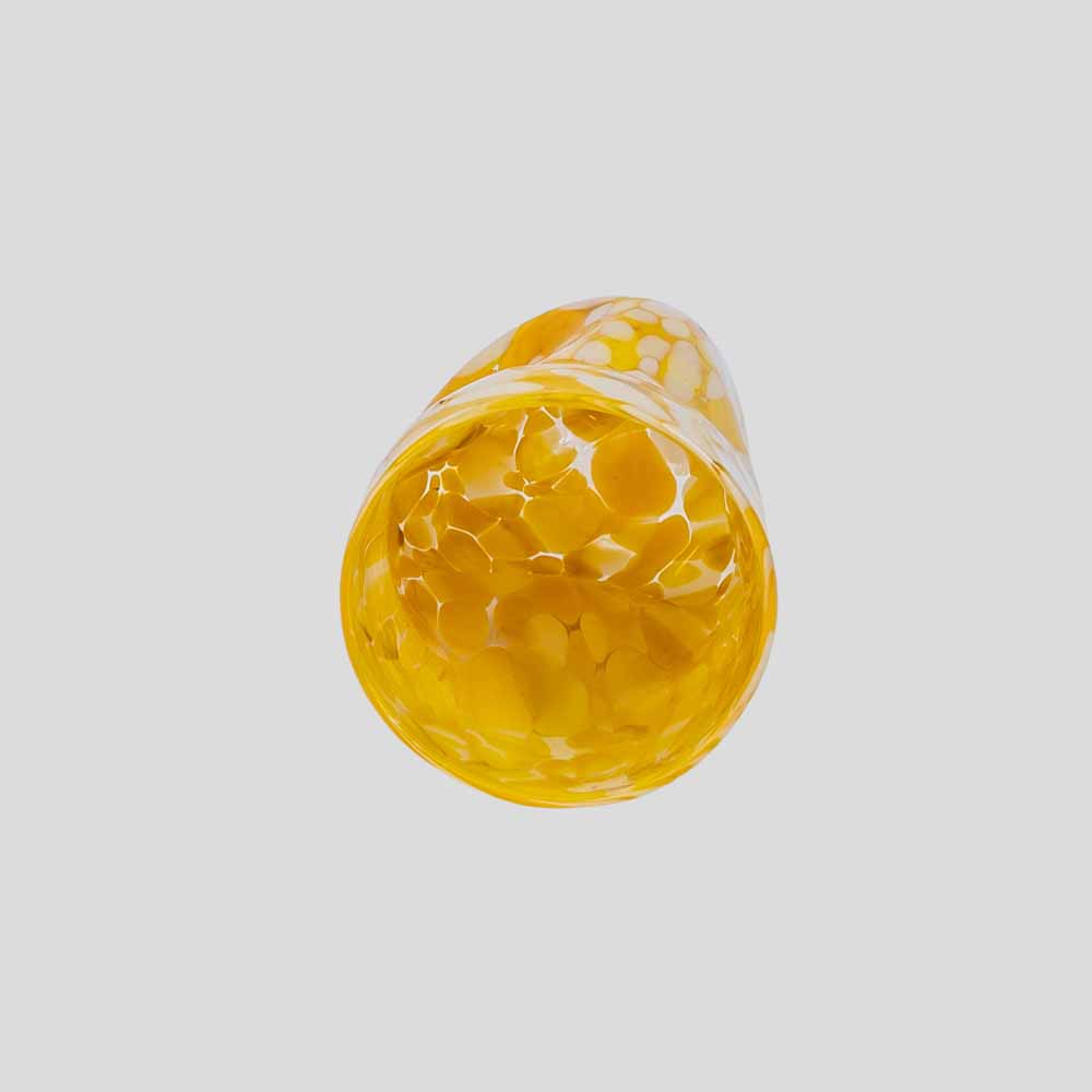 Murano Gotto glass cup yellow and white spots-FM2539 (5)