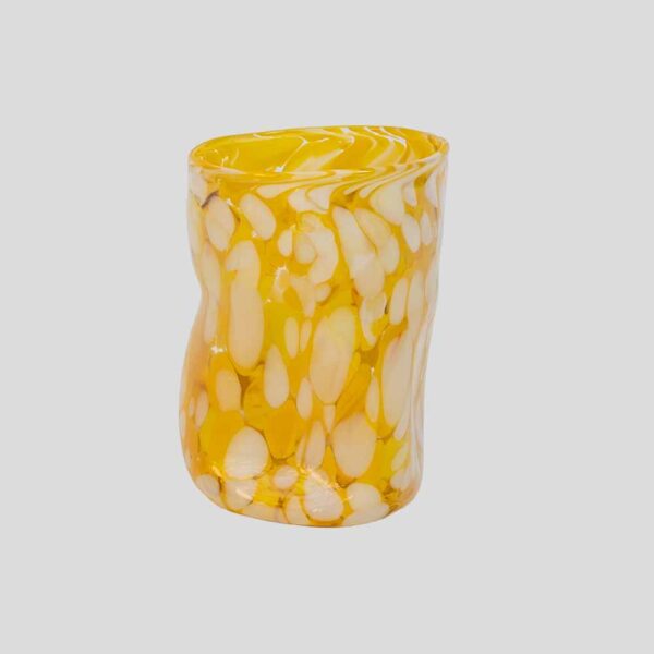 Murano Gotto glass cup yellow and white spots