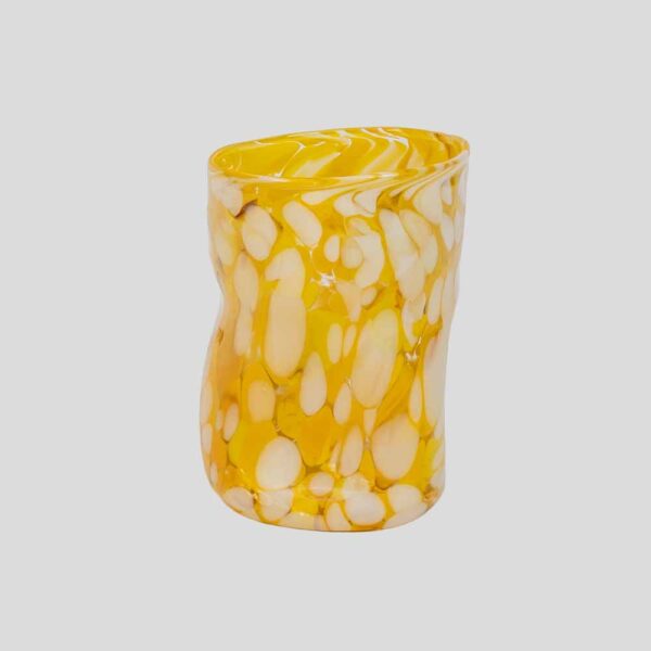 Murano Gotto glass cup yellow and white spots