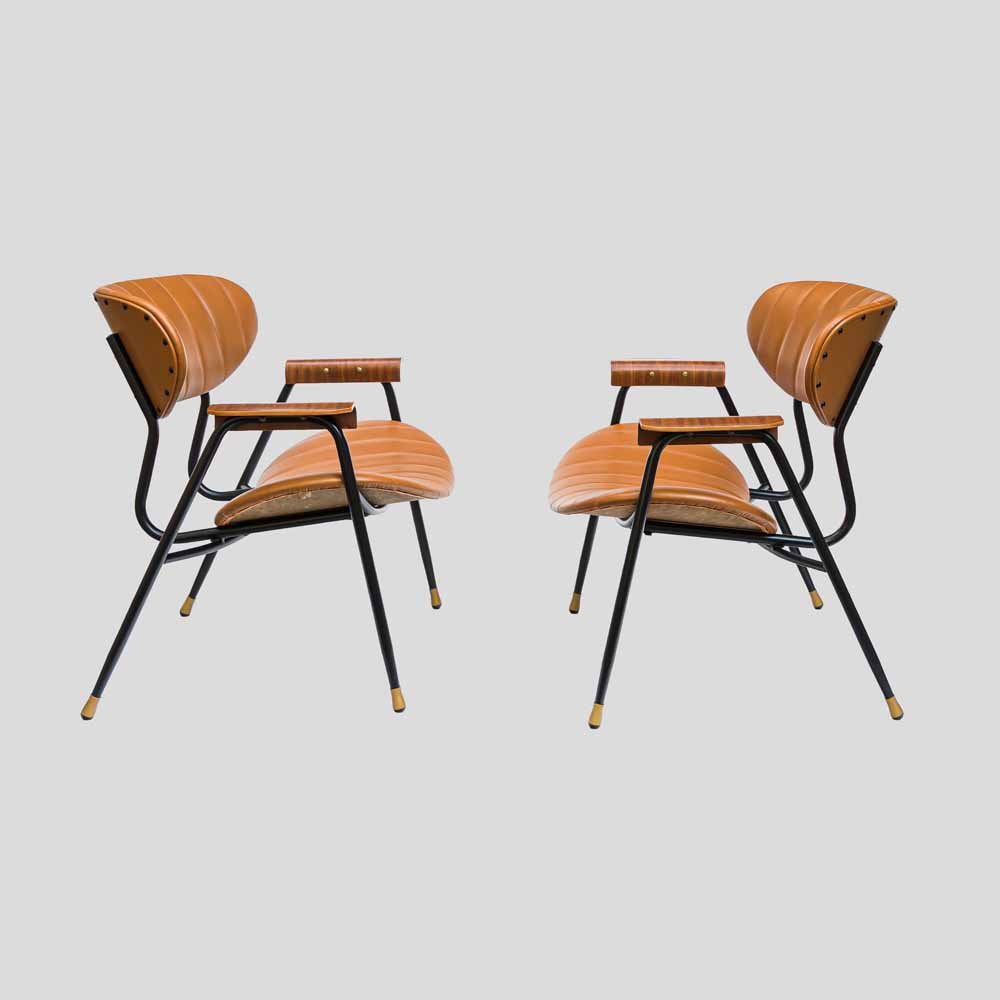 Pair of armchairs leather upholstery by Gastone Rinaldi for Rima-FM2508 (14)