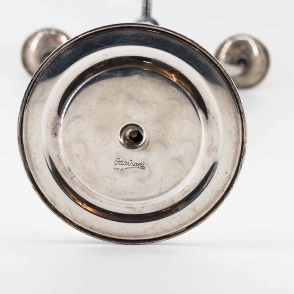 Vintage Candle holder silver and blue glass by Ottaviani