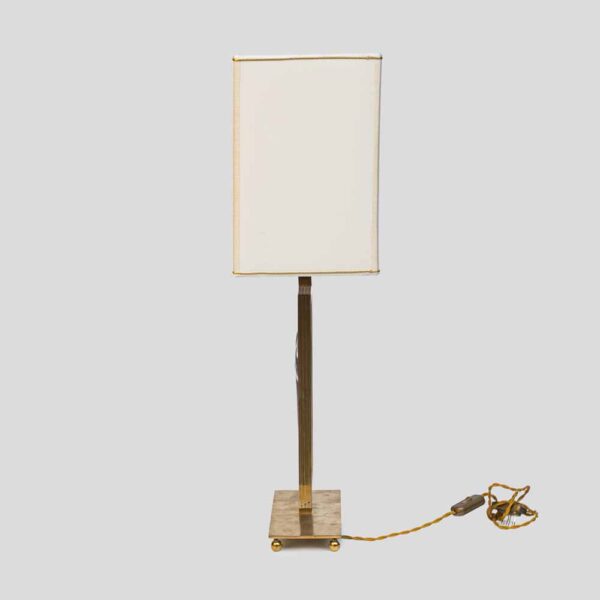 Vintage brass table lamp with Silvio Vigliaturo glass sculpture